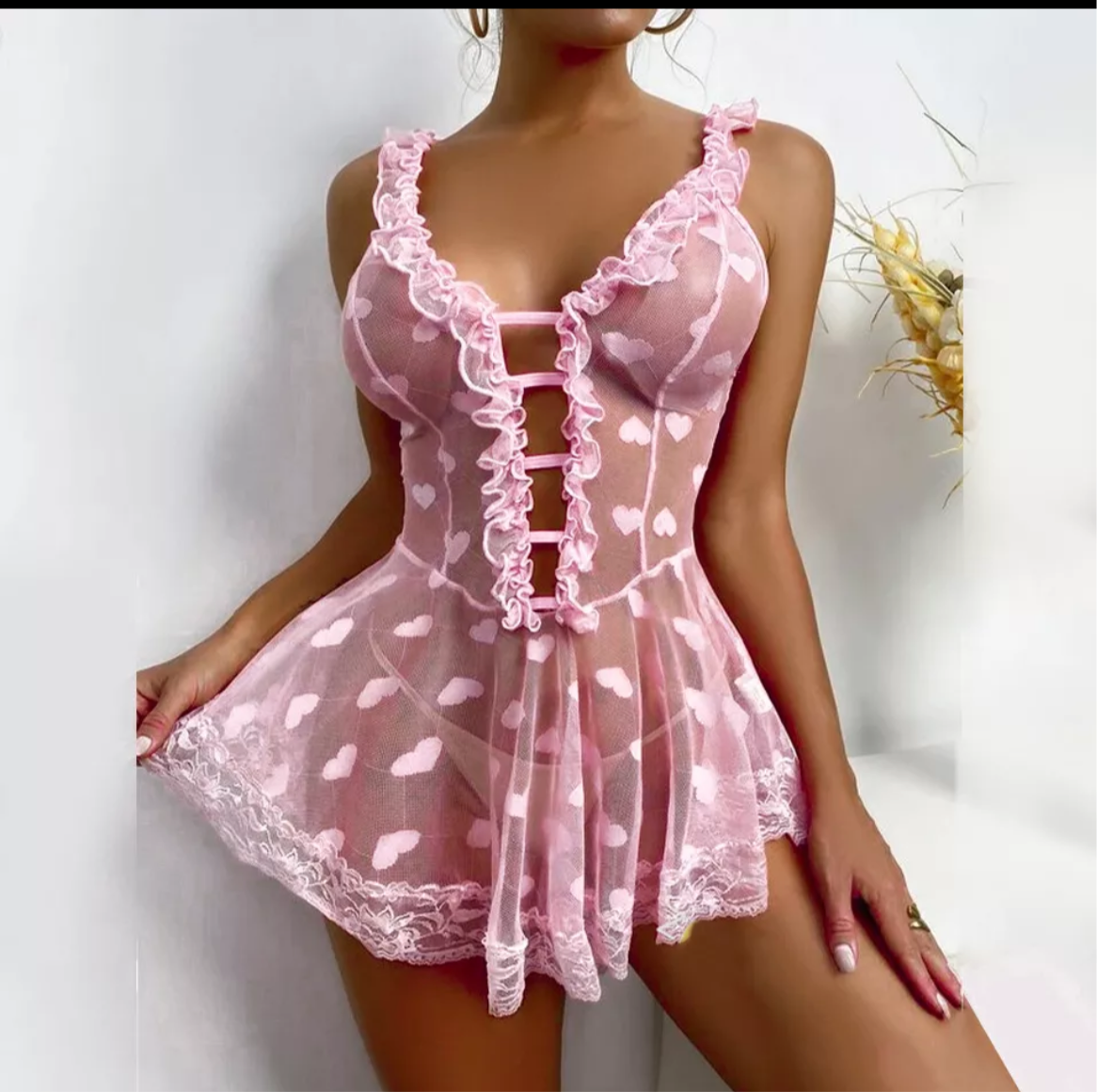 Womens Sexy Lace Nightdress Lingerie Babydoll Ladies See-through Nightwear UK