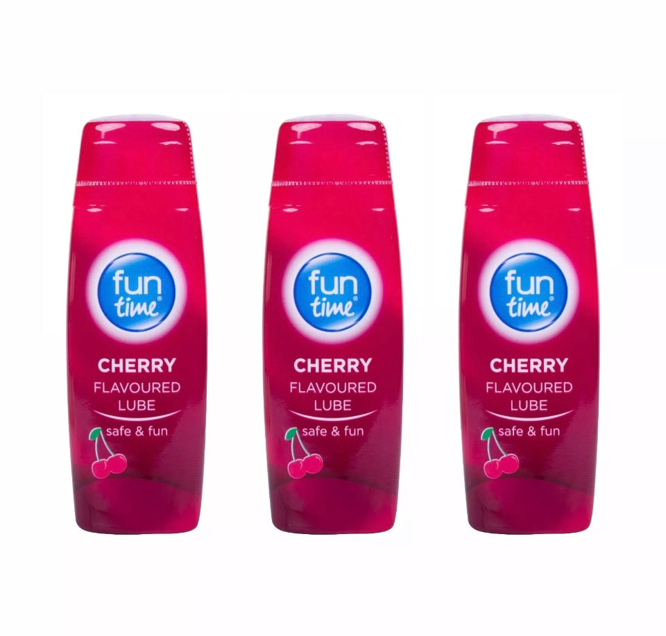 Fun Time Sex Lube Lubricant Water Based Gel Cherry Flavoured Bottle Pack of 3