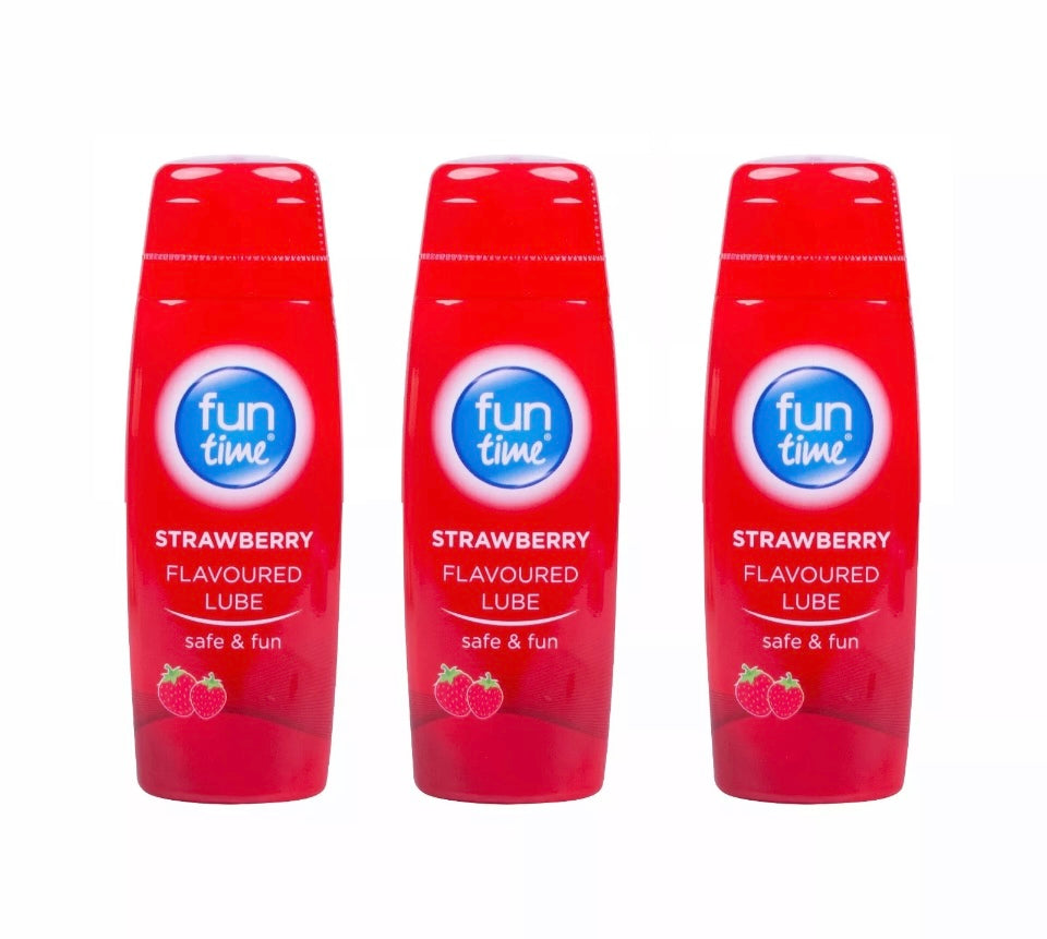 Fun Time Sex Lube Massage Gel Strawberry Flavoured Lubricants Bottle Pack of 3